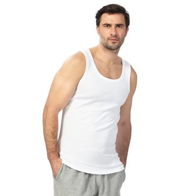 Big and tall white two pack vests